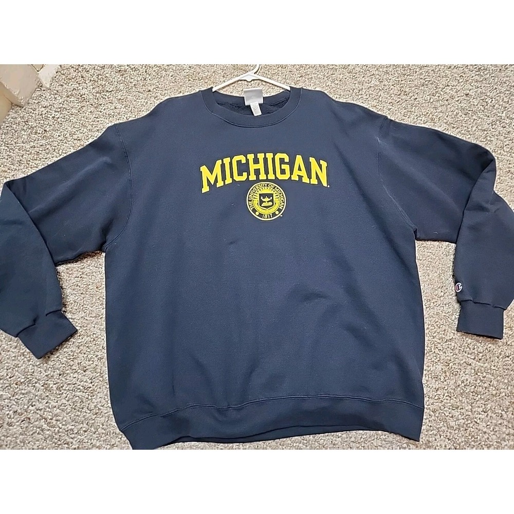 Michigan Champion Eco Sweatshirt Navy XXL Michigan Cotton Blend‎
